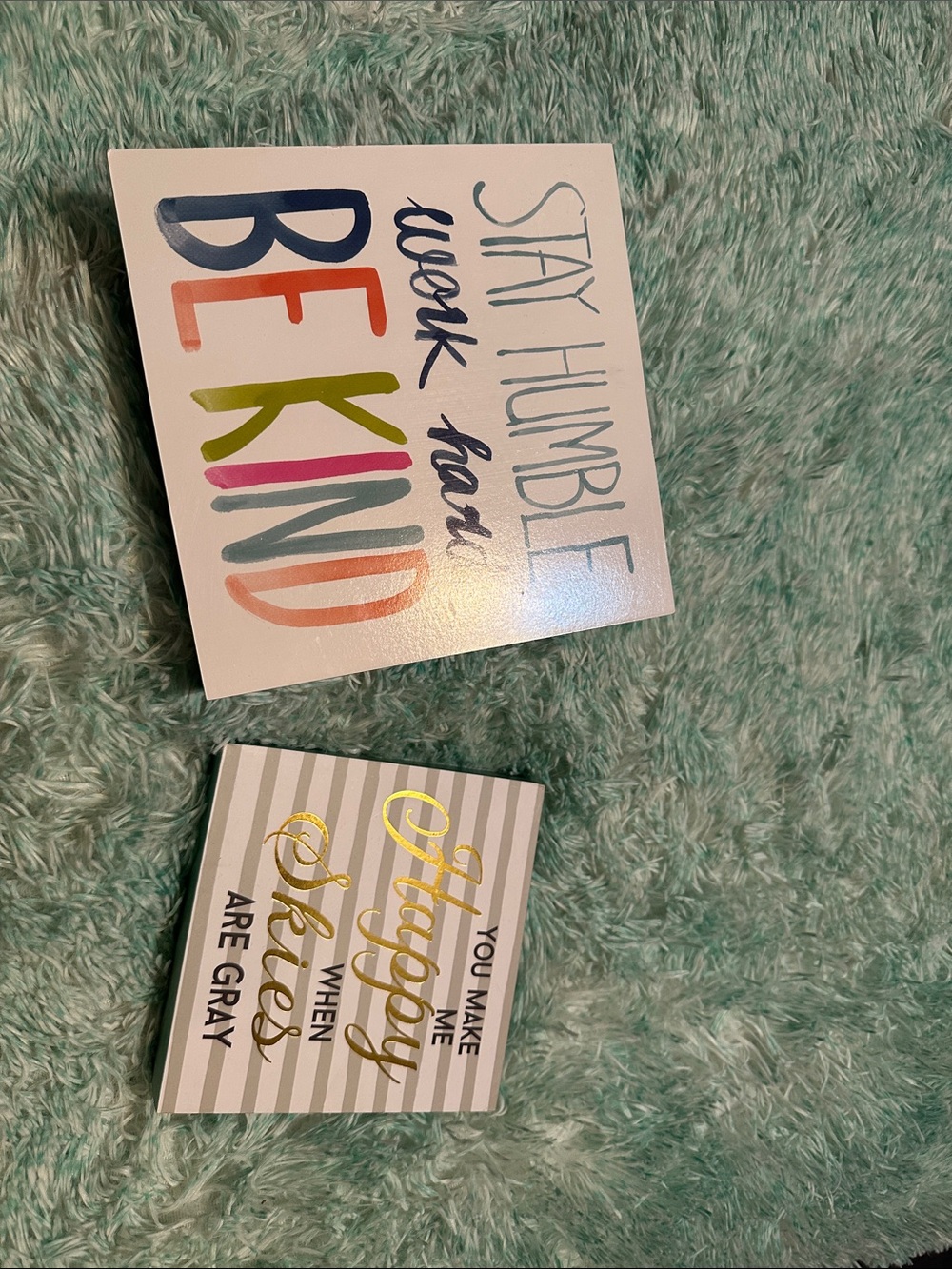 Colorful 'Be Kind' & Gold Script Wall Plaques - Multicolor